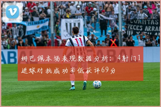 姆巴佩本场表现数据分析：4射门1进球对抗成功率低获评69分