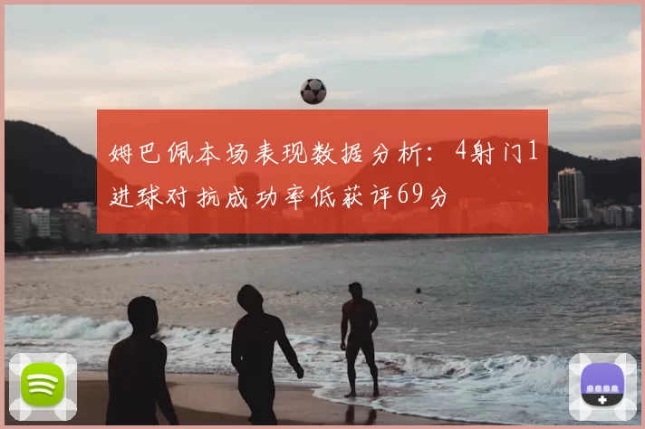 姆巴佩本场表现数据分析：4射门1进球对抗成功率低获评69分