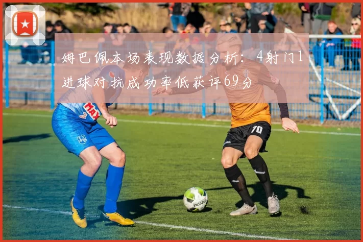 姆巴佩本场表现数据分析：4射门1进球对抗成功率低获评69分